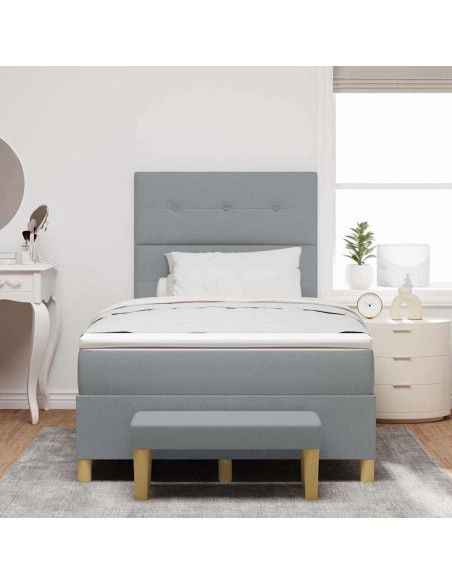 Letto a molle con testiera Grigio chiaro 120 x 200 cm Tessuto