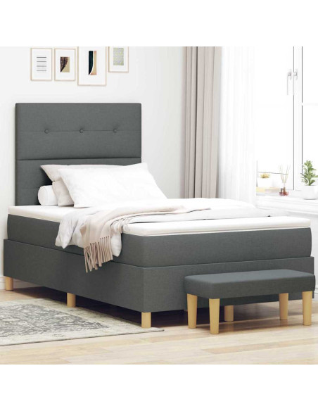 Letto a molle con testiera Grigio scuro 200 x 120 cm Tessuto