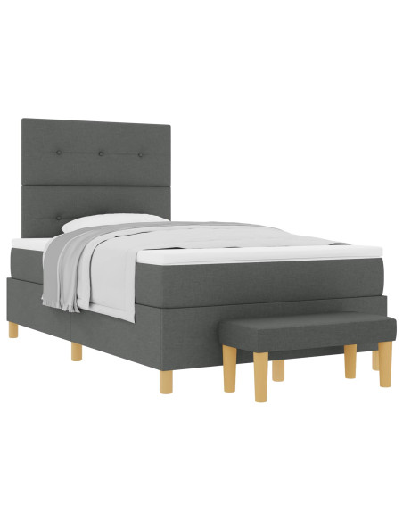 Letto a molle con testiera Grigio scuro 200 x 120 cm Tessuto