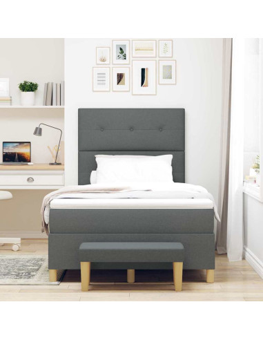 Letto a molle con testiera Grigio scuro 200 x 120 cm Tessuto