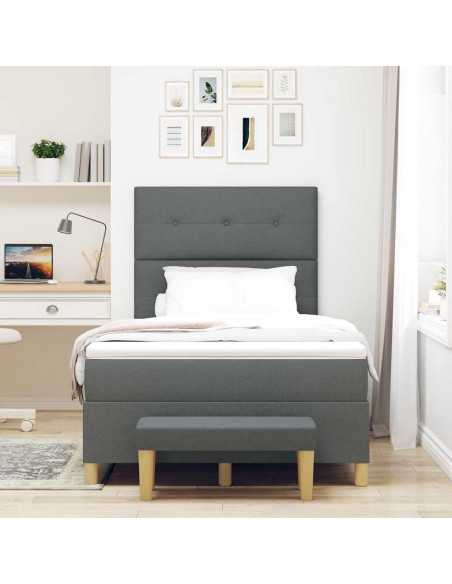 Letto a molle con testiera Grigio scuro 200 x 120 cm Tessuto