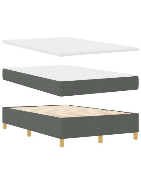Letto a molle con testiera Grigio scuro 200 x 120 cm Tessuto