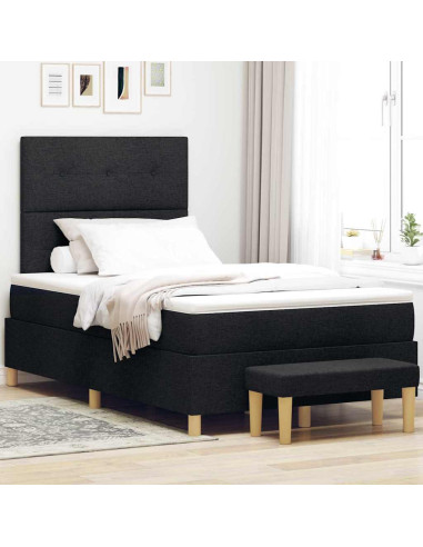 Letto a molle con testiera Nero 200 x 120 cm Tessuto