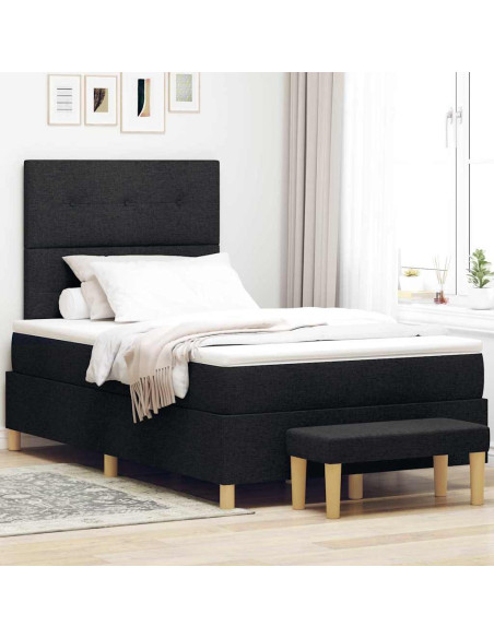 Letto a molle con testiera Nero 200 x 120 cm Tessuto