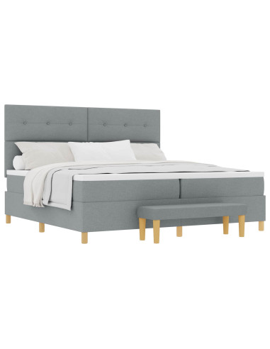 Letto a molle con testiera Grigio chiaro 200 x 200 cm Tessuto