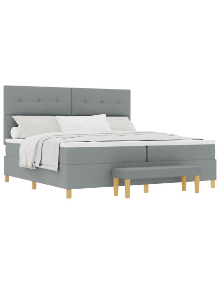 Letto a molle con testiera Grigio chiaro 200 x 200 cm Tessuto