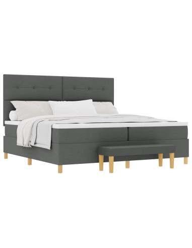 Letto a molle con testiera Grigio scuro 200 x 200 cm Tessuto