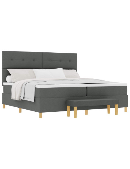 Letto a molle con testiera Grigio scuro 200 x 200 cm Tessuto