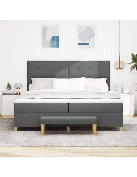 Letto a molle con testiera Grigio scuro 200 x 200 cm Tessuto