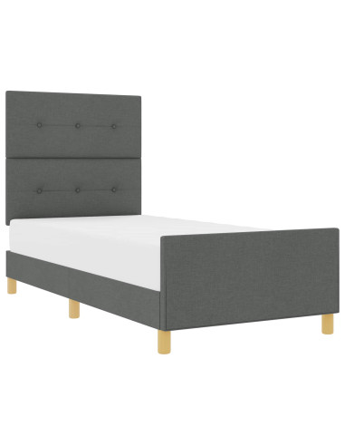 Struttura del letto Grigio scuro 90 x 200 cm Tessuto