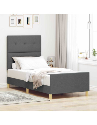 Struttura del letto Grigio scuro 100 x 200 cm Tessuto