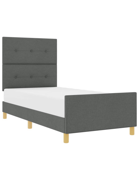 Struttura del letto Grigio scuro 100 x 200 cm Tessuto
