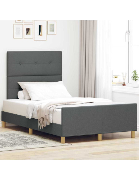Struttura del letto Grigio scuro 120 x 190 cm Tessuto