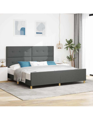 Struttura del letto Grigio scuro 200 x 200 cm Tessuto
