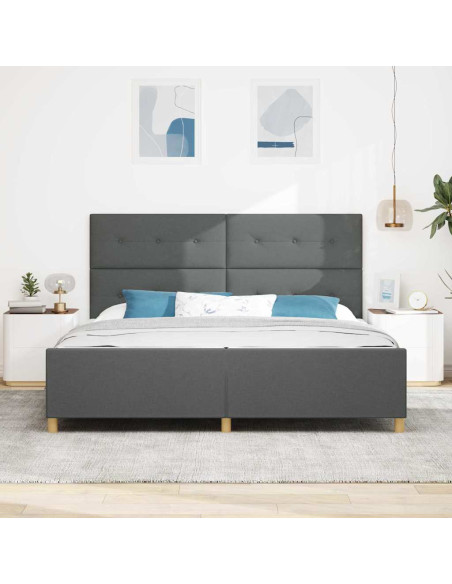 Struttura del letto Grigio scuro 200 x 200 cm Tessuto