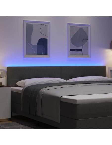 Testiera LED con strisce LED Grigio scuro 200 cm Tessuto