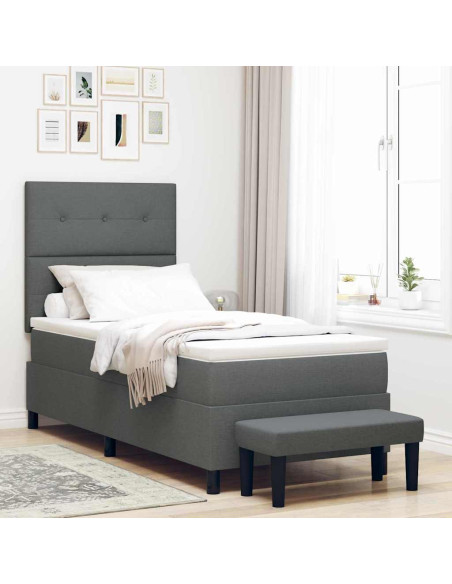 Letto a molle con testiera Grigio scuro 100 x 200 cm Tessuto