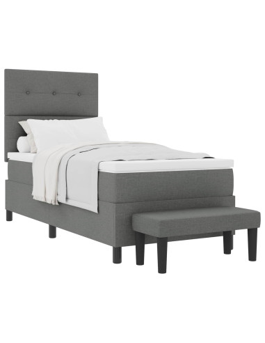 Letto a molle con testiera Grigio scuro 100 x 200 cm Tessuto