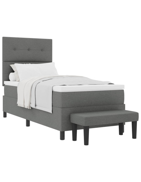 Letto a molle con testiera Grigio scuro 100 x 200 cm Tessuto
