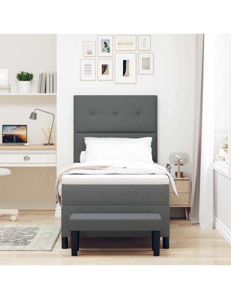 Letto a molle con testiera Grigio scuro 100 x 200 cm Tessuto