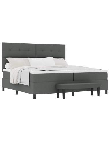 Letto a molle con testiera Grigio scuro 200 x 200 cm Tessuto
