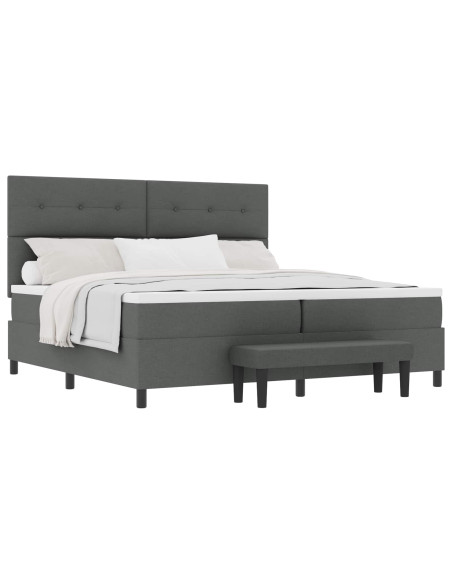 Letto a molle con testiera Grigio scuro 200 x 200 cm Tessuto