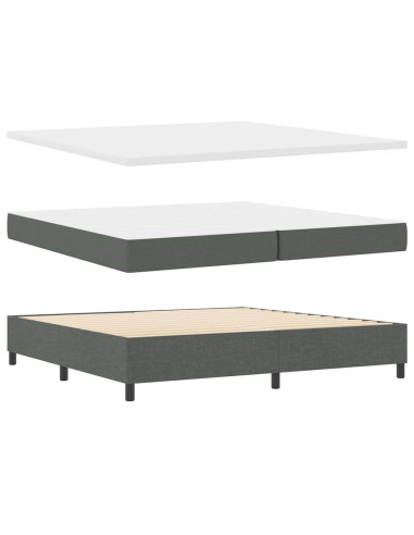 Letto a molle con testiera Grigio scuro 200 x 200 cm Tessuto