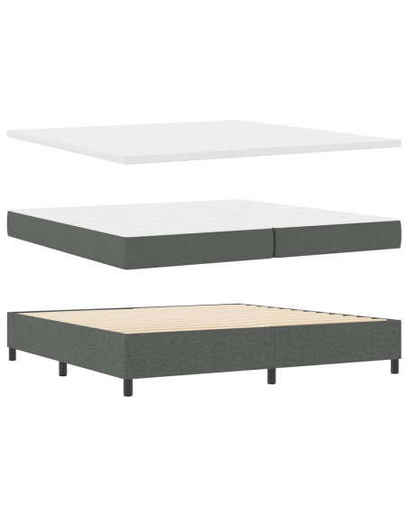 Letto a molle con testiera Grigio scuro 200 x 200 cm Tessuto