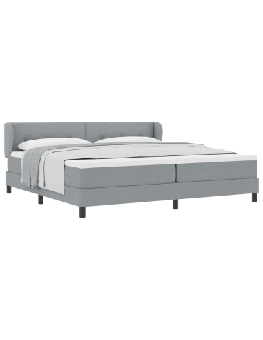 Letto a molle con testiera Grigio chiaro 200 x 200 cm Tessuto