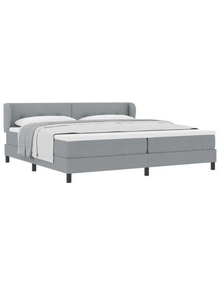 Letto a molle con testiera Grigio chiaro 200 x 200 cm Tessuto