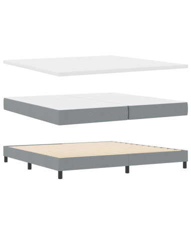 Letto a molle con testiera Grigio chiaro 200 x 200 cm Tessuto