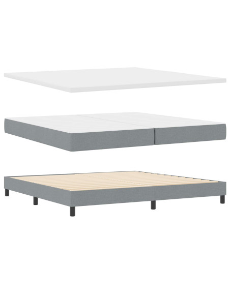 Letto a molle con testiera Grigio chiaro 200 x 200 cm Tessuto