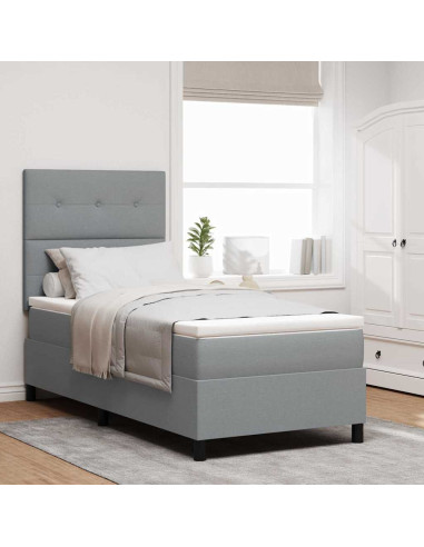 Letto a molle con materasso Grigio chiaro 100 x 200 cm Tessuto