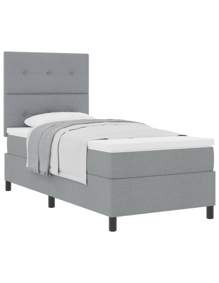 Letto a molle con materasso Grigio chiaro 100 x 200 cm Tessuto
