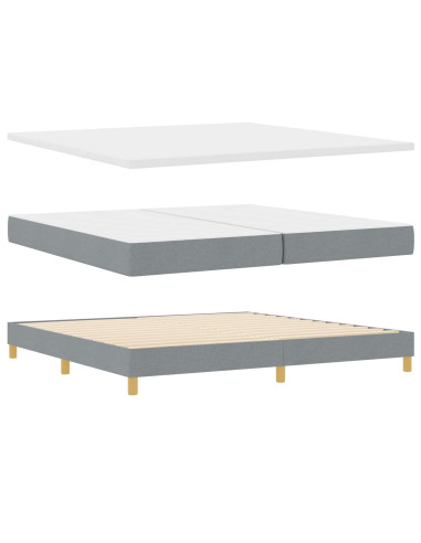 Letto a molle con cuscino Grigio chiaro 200 x 200 cm Tessuto