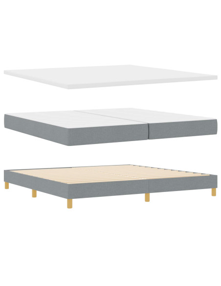 Letto a molle con cuscino Grigio chiaro 200 x 200 cm Tessuto