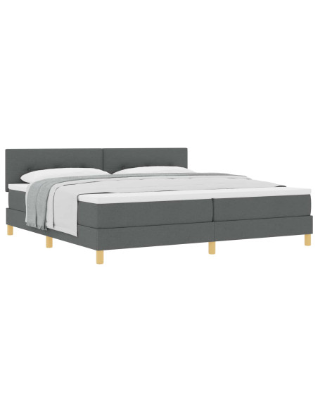 Letto a molle con cuscino Grigio scuro 200 x 200 cm Tessuto