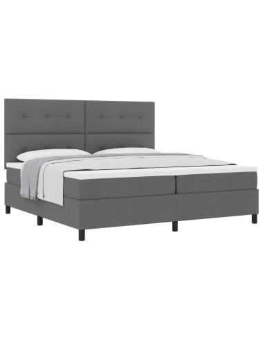 Letto a molle con testiera Grigio scuro 200 x 200 cm Tessuto