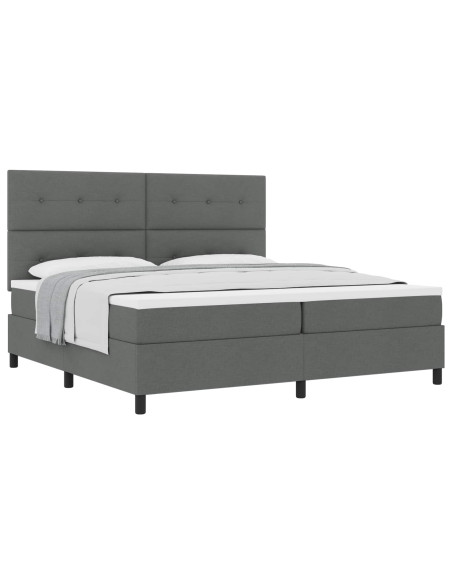 Letto a molle con testiera Grigio scuro 200 x 200 cm Tessuto