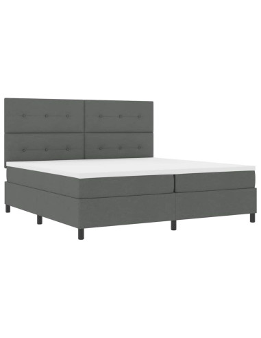 Letto a molle con testiera Grigio scuro 200 x 200 cm Tessuto