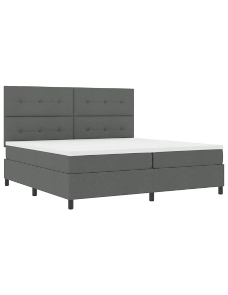 Letto a molle con testiera Grigio scuro 200 x 200 cm Tessuto