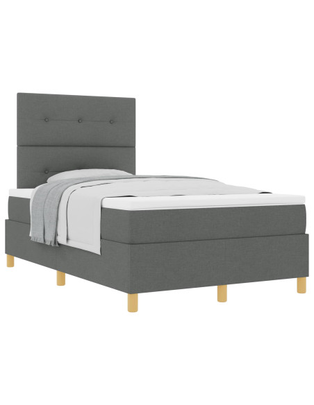 Letto a molle con testiera Grigio scuro 120 x 200 cm Tessuto