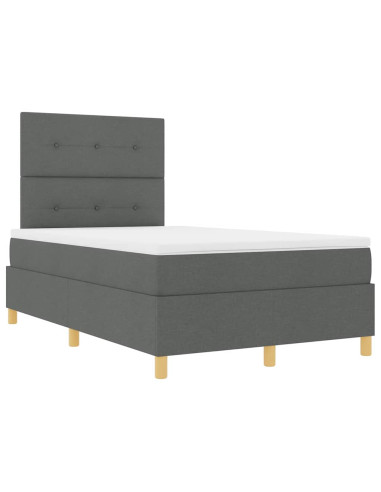 Letto a molle con testiera Grigio scuro 120 x 200 cm Tessuto