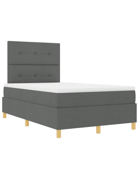 Letto a molle con testiera Grigio scuro 120 x 200 cm Tessuto