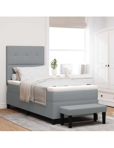 Letto a molle con testiera Grigio chiaro 100 x 200 cm Tessuto