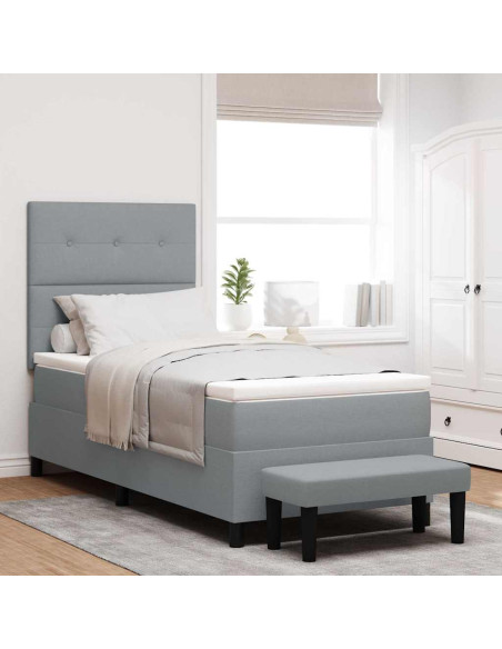 Letto a molle con testiera Grigio chiaro 100 x 200 cm Tessuto