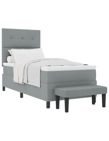 Letto a molle con testiera Grigio chiaro 100 x 200 cm Tessuto