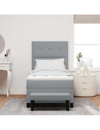 Letto a molle con testiera Grigio chiaro 100 x 200 cm Tessuto