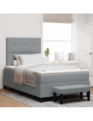 Letto a molle con testiera Grigio chiaro 120 x 200 cm Tessuto