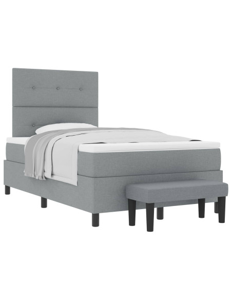 Letto a molle con testiera Grigio chiaro 120 x 200 cm Tessuto